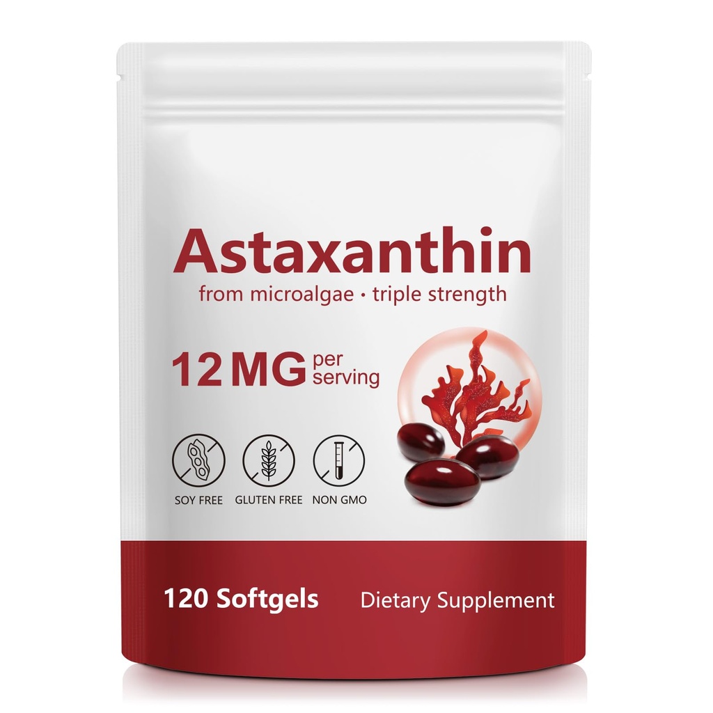 Suplementos de Astaxanthin, soporta Ojo, Circulación Interna, Salud de la piel, Suplementos Antioxidantes de Astaxanthina (1Bag120P)