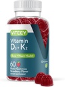 VITEEY Vitamina D3 K2 Gummies - 1000 UI Vitamina D3 y K2 100mcg - Bone & Heart Health for Adults and Teens - Vegetarian, Gelatin Gratis, GMO Gratis - Tasty Chewable D3K2 Vitaminas Strawberry Flavored Gummy