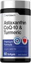Horbäach Astaxanthin 12mg Silencio con CoQ-10 & Turmeric  60 Softgels  Premium Fórmula ← Non-GMO, Gluten Free Supplement