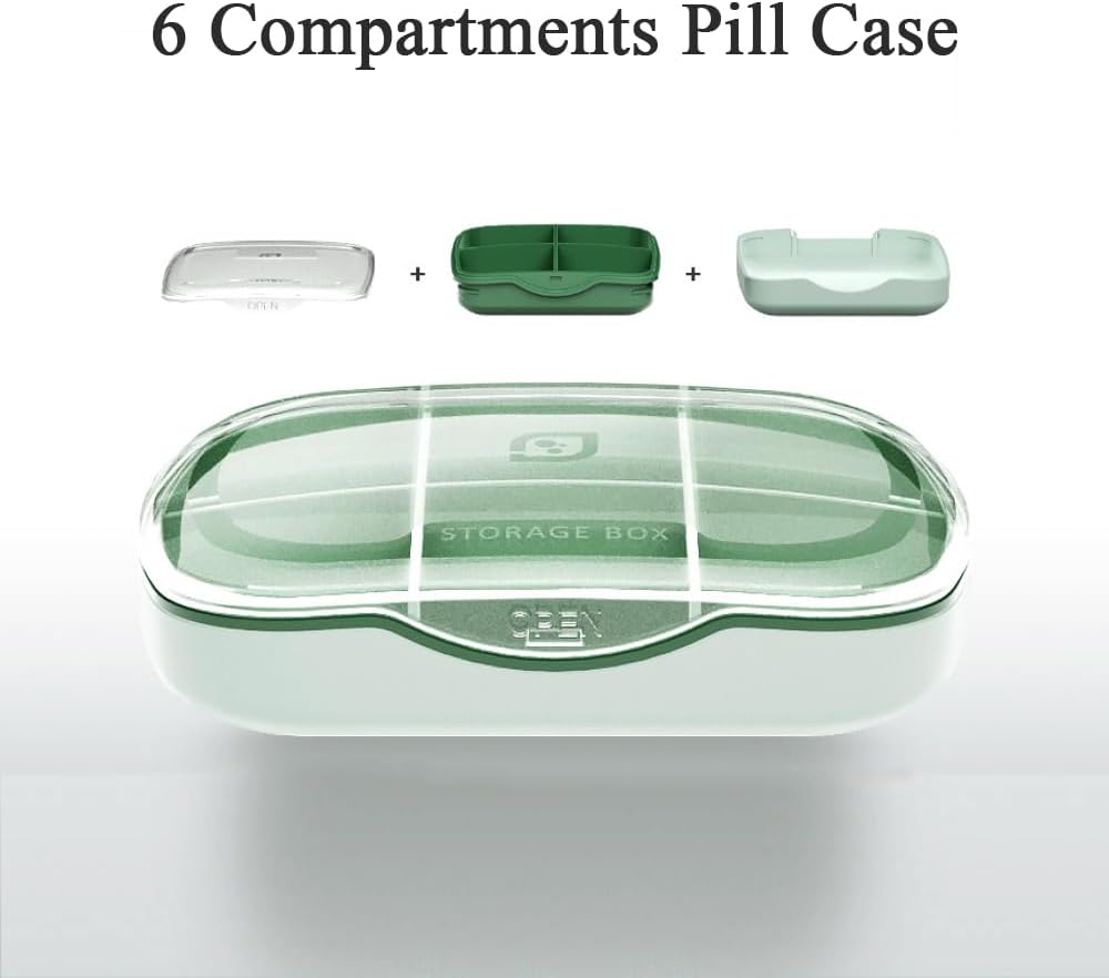 Caja de Organizador de Píldora de Viajes, 6 Compartamento de Medicina Semanal Recordatorio para Pocket de Purse, Contenedor de Farmacia diaria, dispensador de medicamentos para aceite de pescado, vitamina, aceite de hígado de bacalao, suplemento
