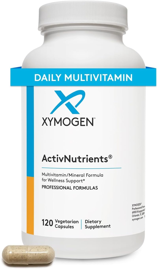 XYMOGEN ActivNutrients with Iron and Copper - Multivitamin Multimineral for Wellness, Immune, Energy and Mood Support - Minerales Chelated + Vitaminas B Active con Folate (120 cápsulas)