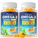 Omega-3 Gummies Suplemento para Adultos 40+: 1280mg Vegan Omega3 Fatty Acid DHA EPA con Vitamina D3 K2 Zinc Turmeric para el soporte general de salud - Fish Oil Alternative for Women Men(120Count)