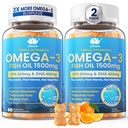 Fish Oil Omega 3 Gummies 1500mg para adultos - Triple fuerza con EPA & DHA, COQ10, Red Yeast Rice - Wild Caught Omega 3 Fatty Acids Suplementos para Hḙar-t & Brain - Sugar Gratis, Burpless, 120 Conde