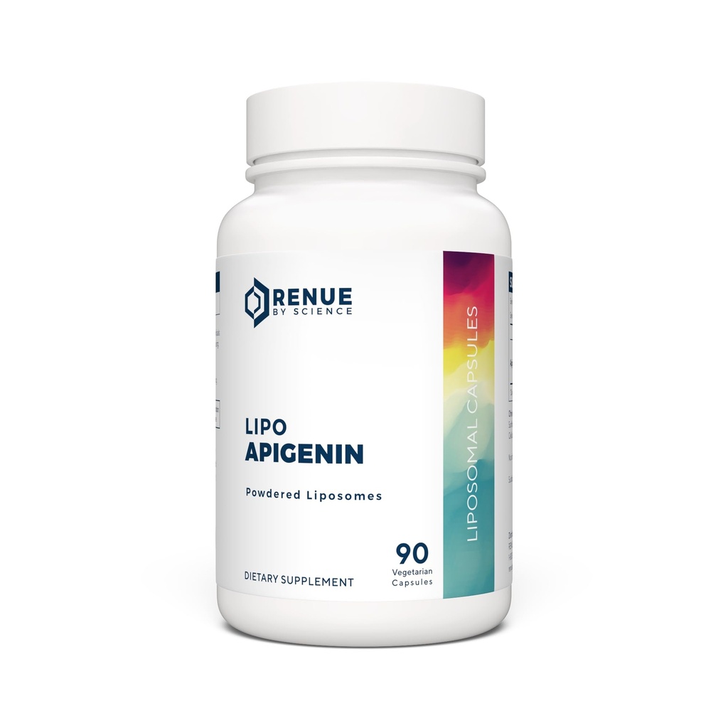 Renue By Science Apigenin TEN High Strength Liposomal Apigenin Supplement TEN 90 Apagenine Capsules - 75mg Apigenin per Serving ← Non-GMO & Allergen Free TEN Made in The USA Third-Party Tested