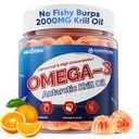 Liposomal Antártico Krill Oil Omega 3 Gummies 2000mg - Absorción de nivel celular Omega-3 con EPA, DHA " Astaxanthin - Antioxidante " Brain Support - Fish Oil Supplements Alternative - 60 Count