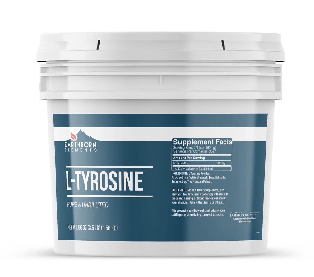 Elementos terrestres L-Tyrosine 1 Cubo de Gallon, Puro ' Undiluted, Dietary Supplement Powder