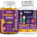 NuBest Bundle Bone Growth - Brain Growth: Omega 3 Gummies Tall New Look for Kids & Adolescents with Calcium, Collagen, Herbs, Omega 3 Flaxseed Oil