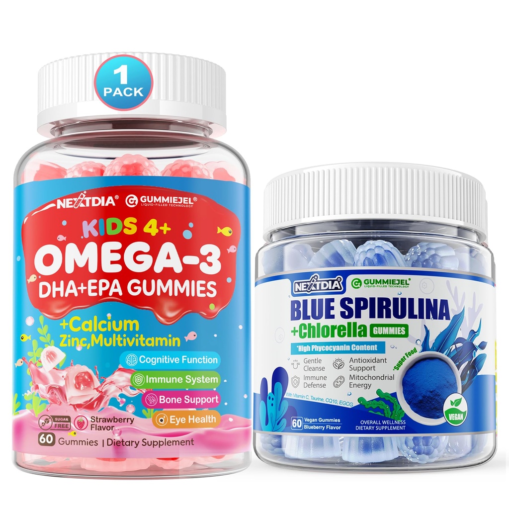 Omega 3 (EPA/DHA) Mangas llenas + Mangas de espirulina azul orgánica