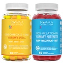 RUWAA NUTRITION Omega 3 Gummies, DHA Gummies y 1mg Melatonin Gummies Ø No Fish, No After-Taste, Non-Habit Forming, Gluten Free, Non-GMO, Made in USA.