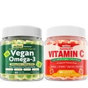 Nextdia Vegan Omega 3 Gummies + Whole Food Vitamin C Gummies for Adults &amp; Kids