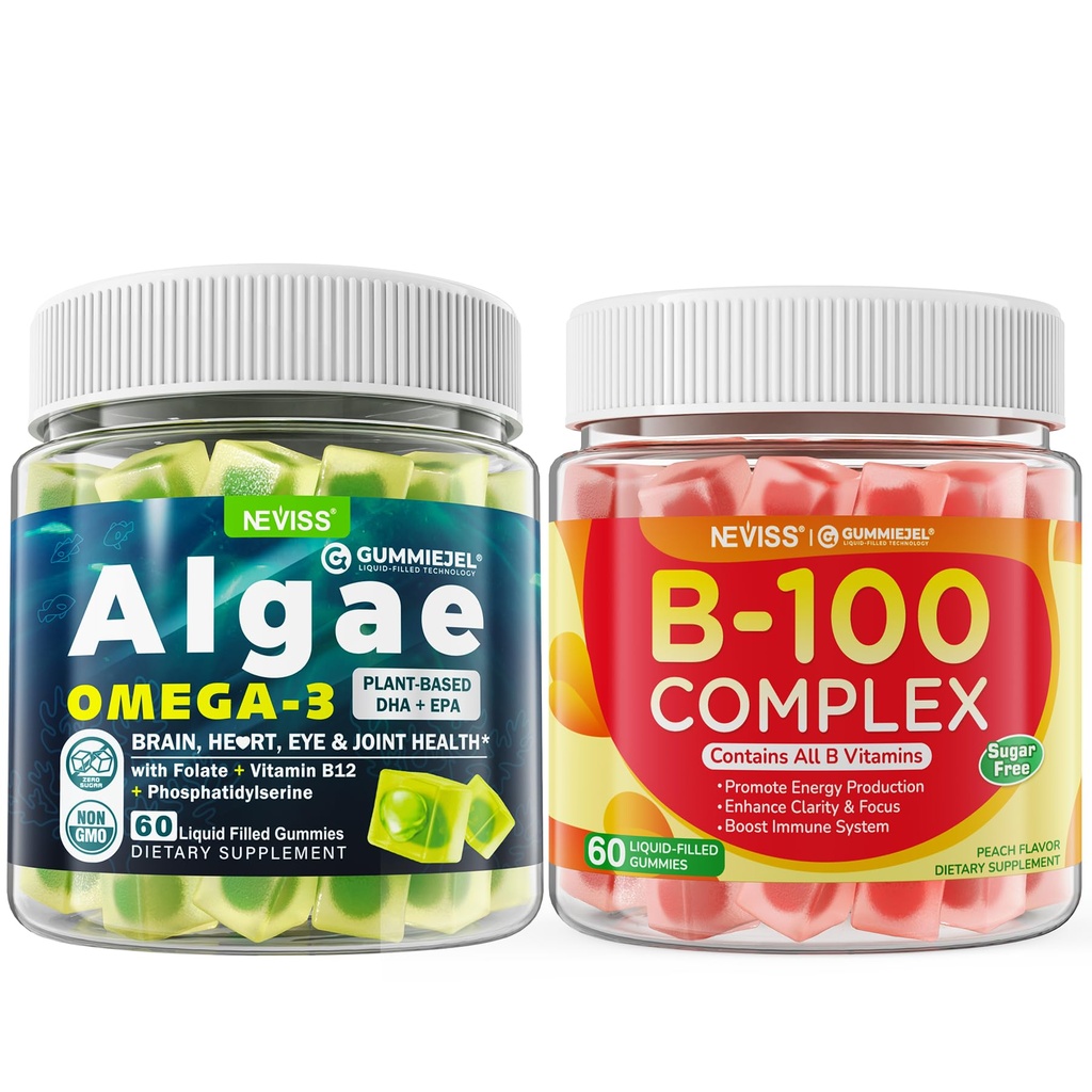 Vegan Omega 3 Gummies+ Vitamina B100 Mangas complejas