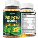 Omega-3 Suplemento Gummies para Hombres Mujer - 1000mg Vegan Omega3 DHA &amp; EPA con Turmérica, Vitamina D3, K2, Citicolina para la salud general - Algae Oil Omega 3 Suplementos de ácidos grasos, sin azúcar