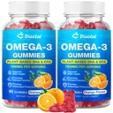 2 Pack Vegan Omega-3 Gummies para adultos - Sin azúcar, Algae-Based DHA 600mg &amp; EPA 300mg, con vitaminas A, C, E, Zinc – Omega 3 Fish Oil Alternative, 120 Cuenta