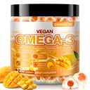 Vegan Omega-3 Gummies - Fish Oil Omega 3 Suplementos Alternativa para Adultos - Algae DHA 600mg &amp; EPA 400mg, Vitamina D3 K2 - No Fish Taste - para Cerebro, Ojo, Immune Support - Sugar Free,120 Conde
