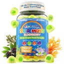 Moss de Mar + Gummies de Elderberry para Adultos Niños, 19-IN-1 Super Food with Spirulina, Algae Omega 3, Algae Calcium, Ashwagandha, Mushroom, Vitaminas D3, C para Immune, Gut, Bone, Energy, Brain,Vegan 60Cts