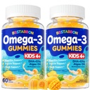 Vegan Omega 3 Gummies for Kids 4+: Natural Omega-3 Fatty Acid Suplemento DHA EPA con vitamina D3 B12 Zinc Probiótico Lutein para la salud general - No Fish Taste Multivitamin for Kids(120Count)