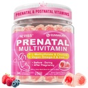 Vitaminas prenatales para Mujeres Gummies Multivitamínicas w/ Methylfolate 1mg, Choline Omega-3(DHA+EPA) Hierro, Vitaminas postnatales para las mujeres Lactancias antes,Durante > Después del embarazo,Vergan,60Cts