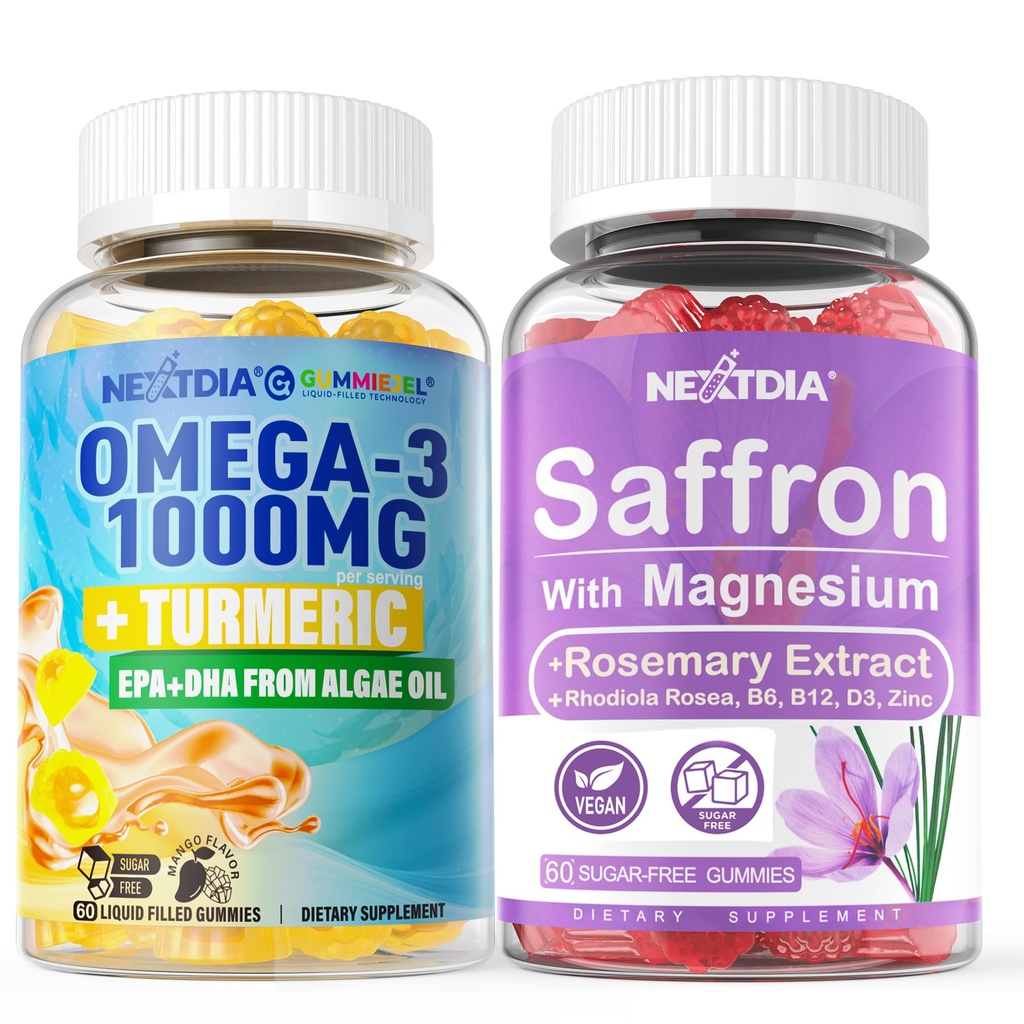 Vegan Omega-3 1000mg + Turmérico, Saffron Suplementos Gummies