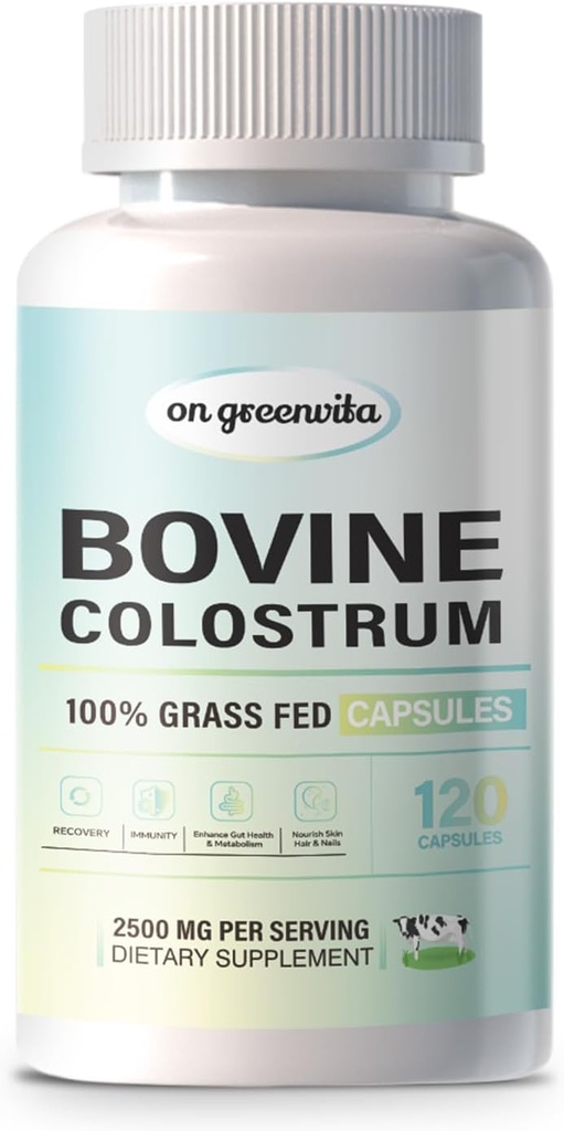 Bovine Colostrum Capsules Suplemento 2000mg- 120 Capsules - Gut Health, Muscle Recovery, Energy, Hair, Skin and Immune Suplemento Silencio 50% IgG Cow Colostrum for Humans ← Superfood, Gluten Free.