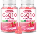 CoQ10 sin azúcar Gummies 250mg, Coenzyme Q10 Suplementos Plus Omega-3, Vitamina B6 & Zinc, Alta Absorción CoQ10 Suplemento para Energía Celular y Apoyo Antioxidante, Raspberry Flavor, Vegan 120Cts