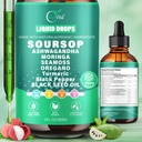 12-en-1 Soursop Bitters Liquid Drops 2000mg, Soursop Drops with Ashwagandha, Black Seed Oil, Moringa, See Moss for Natural Antioxidant, Cell Support &amp; Regeneración, Immune Boost, Rich in Vitamin D manzana C