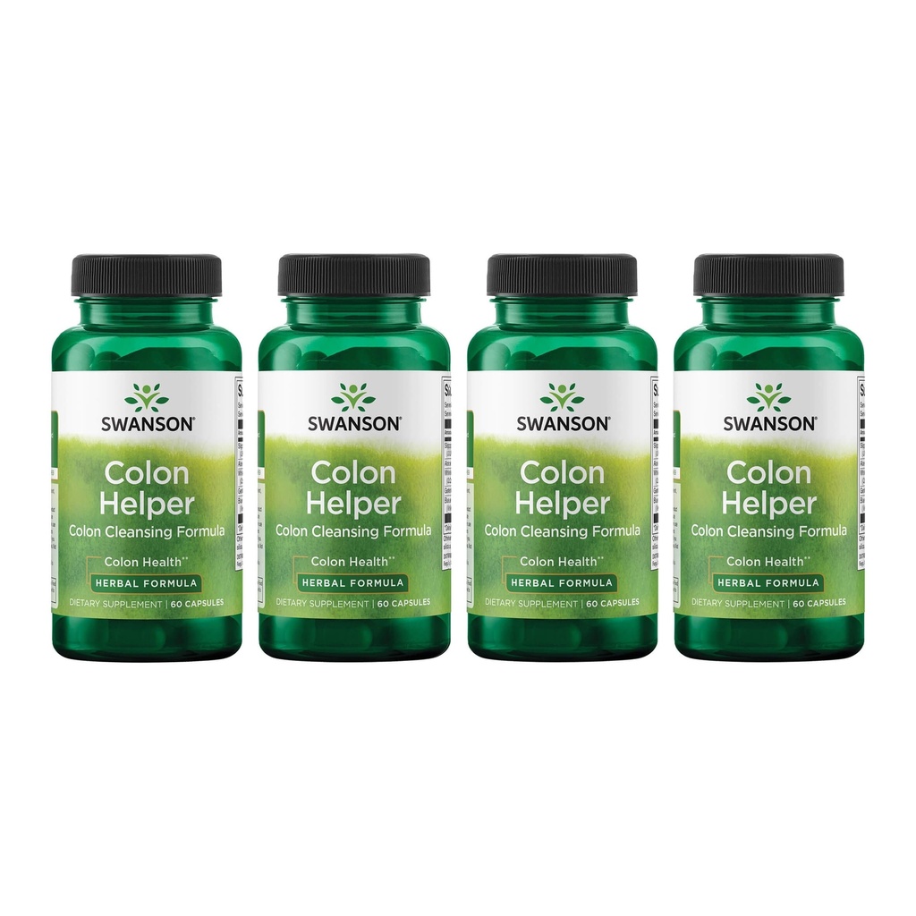 Swanson Colon Helper Herbal Digestive Supplement for Adults Seeking Healthy Eliminations with Goldenseal, Slippery Elm & Aloe (60 Capsules, 4 Pack)