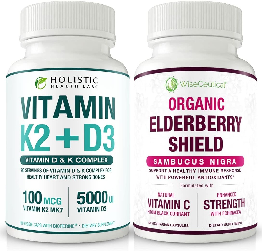 Max Absorción Vitamina K2 + D3 Elderberry con Currant Negro y Echinacea ← Bone Strength & Calcium Absorption ← Immune Support