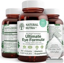 Natural Nutra Ultimate Eye Health Vitaminas, Suplemento, mejora la visión nocturna y la visión del día, apoya la salud del ojo, promueve la habilidad para ver colores, no GMO, Gluten Free, Bilberry Extract, 60 cápsulas