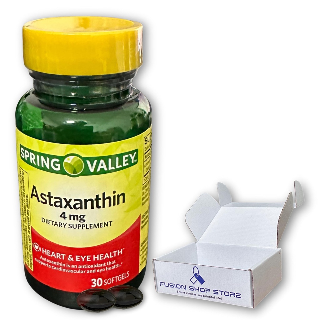 Astaxanthin 4 mg- 30 Softgels (Pack of 1), Boxeado por Fusion Shop Store