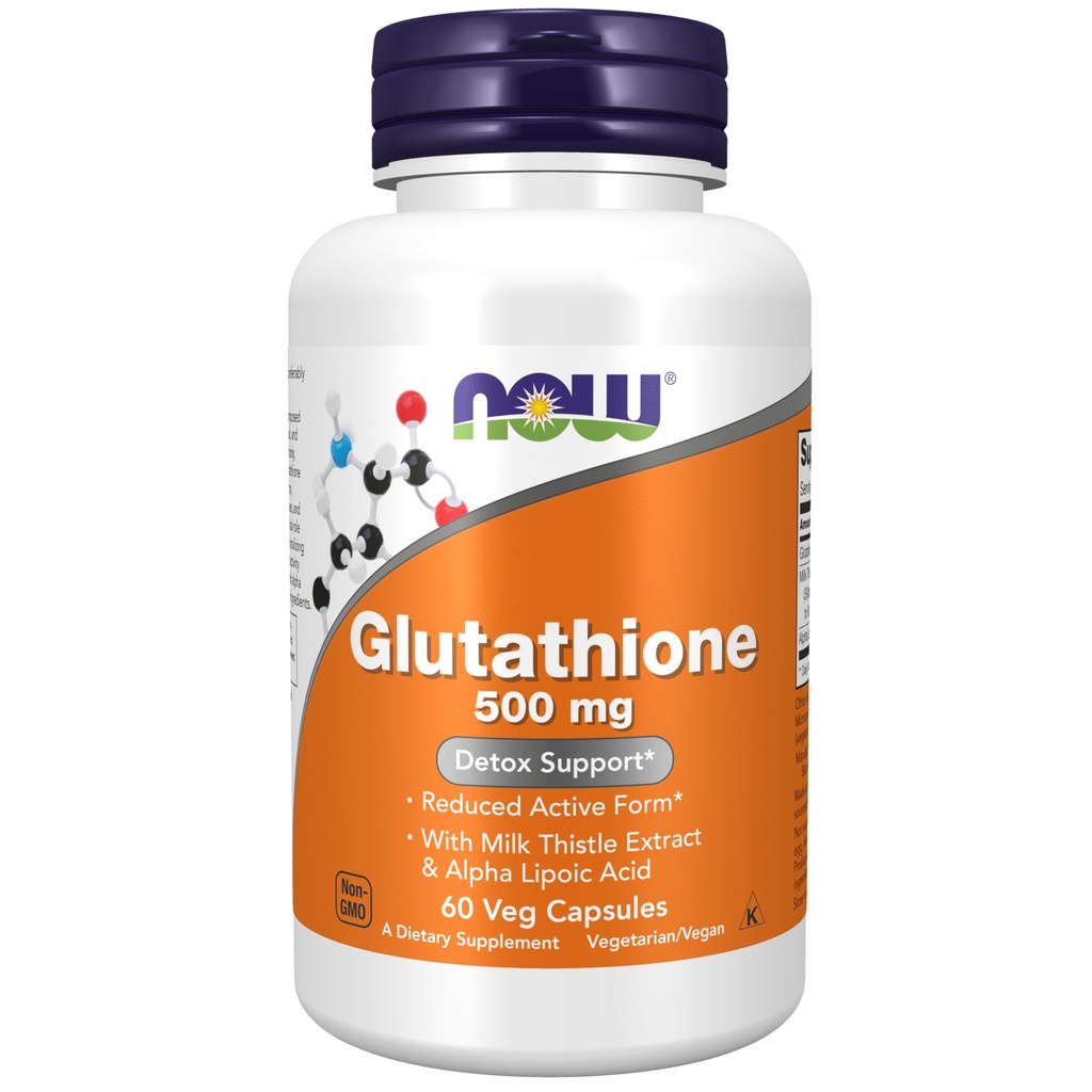 AHORA Suplementos de alimentos, Glutathione 500 mg, Con Leche Esteto Extracto & Ácido Lipoico alfa, Neutralizador Radical Libre*, 60 cápsulas Veg
