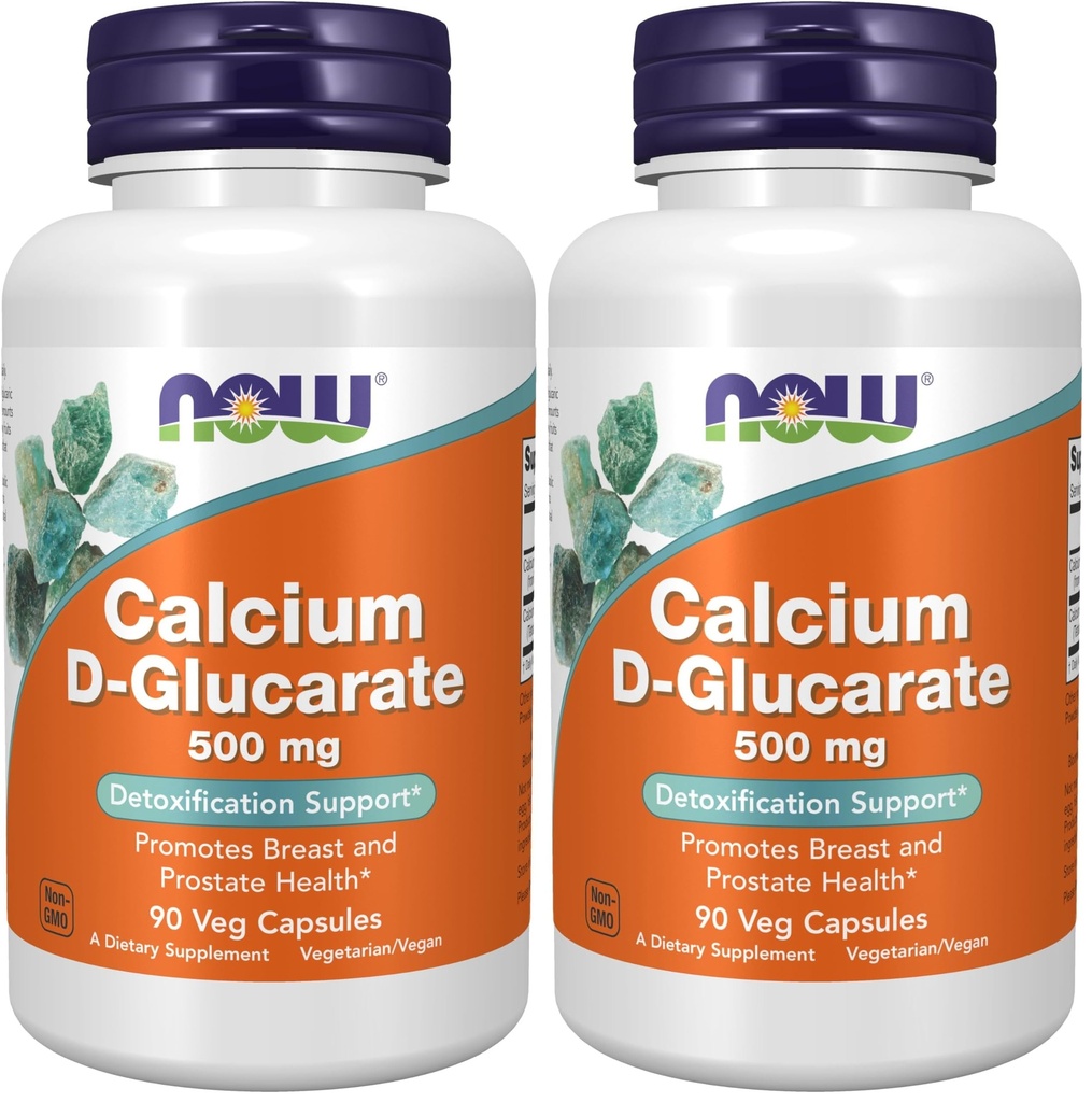 AHORA Suplementos de alimentos, Calcio D-Glucarate 500 mg, Apoyo de desintoxicación*, 90 cápsulas de veg, (Pack of 2)