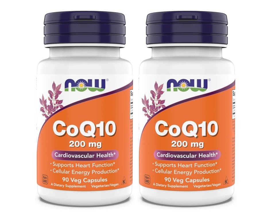 Ahora Suplementos - CoQ10 (Coenzima Q10) 200 mg, soporta la salud cardiovascular*, Kosher, Vegan 90 cápsulas vegetarianas (Pack of 2)
