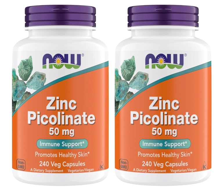 Ahora Suplementos, Zinc Picolinate 50 mg, soporta Funciones de Enzima, Apoyo Inmunitario, No GMO, Kosher, Adecuado para Vegans - 240 cápsulas vegetarianas (Pack of 2)