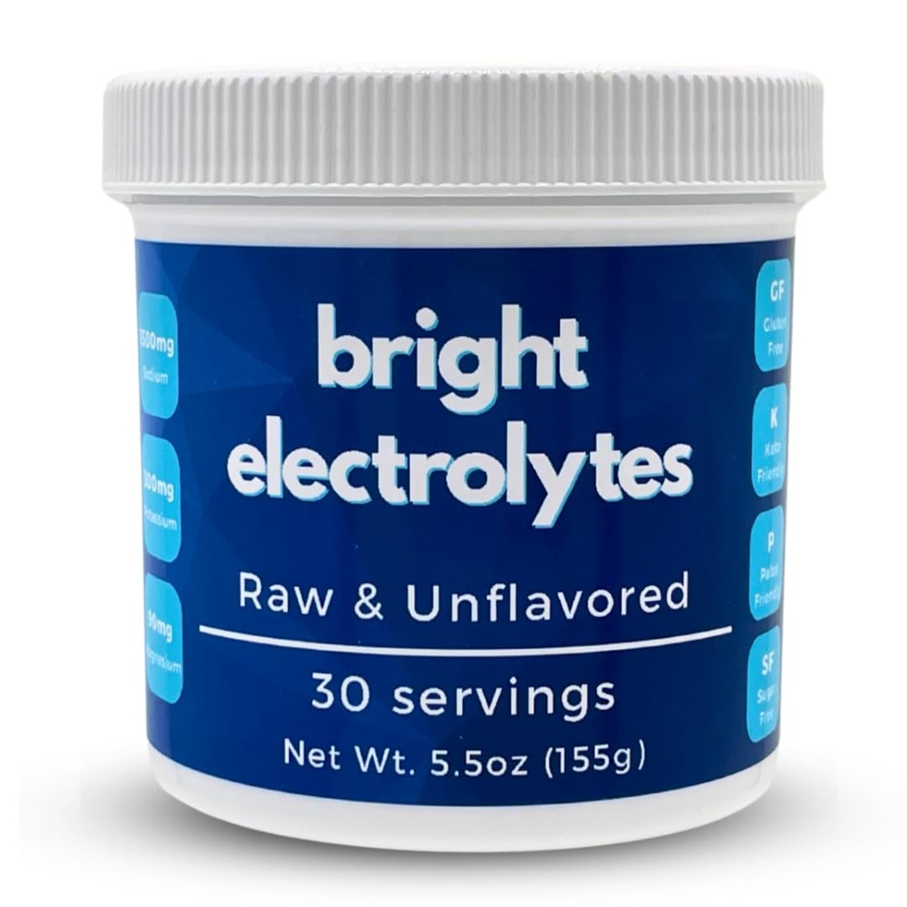 Hidratación brillante electrolítico Polvo - crudo &amp; natural - No se han añadido sabores, azúcar cero - sal marina, sal de Himalaya rosa, magnesio & potasio - mediano 5,5 oz Jarrón