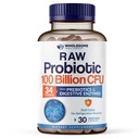 Plenario Wellness Orgánica Probióticos crudos 100 Billones CFU, Dr Formulado para Mujeres y Hombres, Suplemento Adulto Completo con Prebióticos y Enzimas Digestivos; 30 cápsulas, Estante Stable