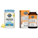 Jardín de la vida Orgánica Vainilla Vegana Proteína Polvo 22g - Código de vitamina C 120 Capsules Bundle