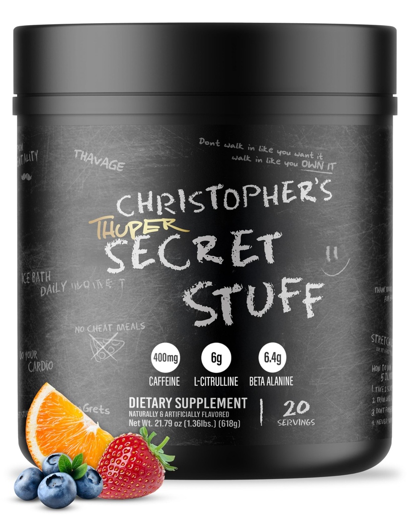 RAW Thuper Thavage Pre Workout Powder - High-Stim Pre-Workout with Creatine, Beta Alanine, L-Citrulline &amp; Caffeine - Chris Bumstead Gym &amp; Fitness Supplement for Men &amp; Women - Secret Stuff