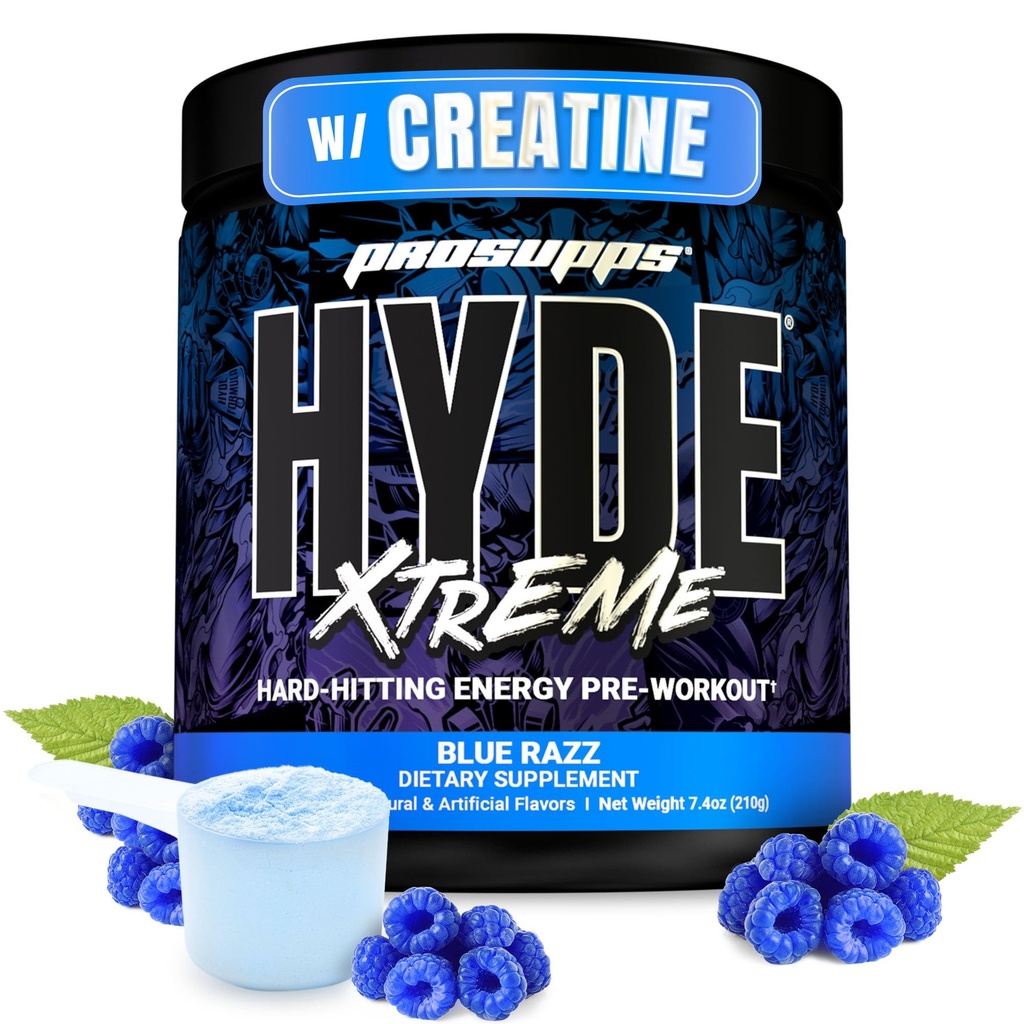 ProSupps Mr. Hyde Xtreme Pre Workout Powder with Creatine, Beta Alanine &amp; Caffeine – Extreme Energy, Pumps, Focus &amp; Performance - Fitness &amp; Gym Supplements for Men &amp; Women (Blue Razz, 30 Servings)