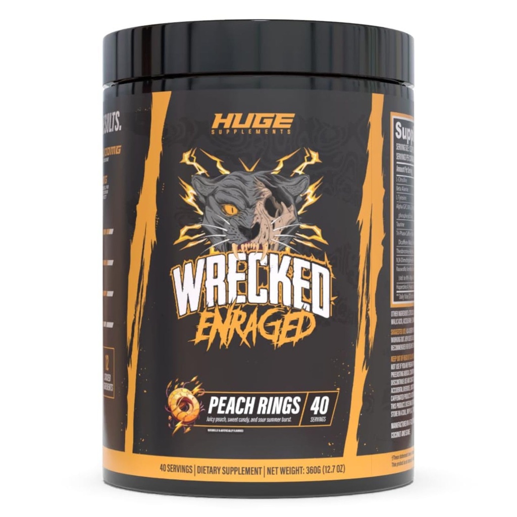 Wrecked High Stim Pre Workout - Extreme Hardcore Formula for Intense Energy, Laser Focus &amp; Maximum Strength - Potent Stimulant Matrix - for Advanced Lifters, Not for Beginners (40 Servings)