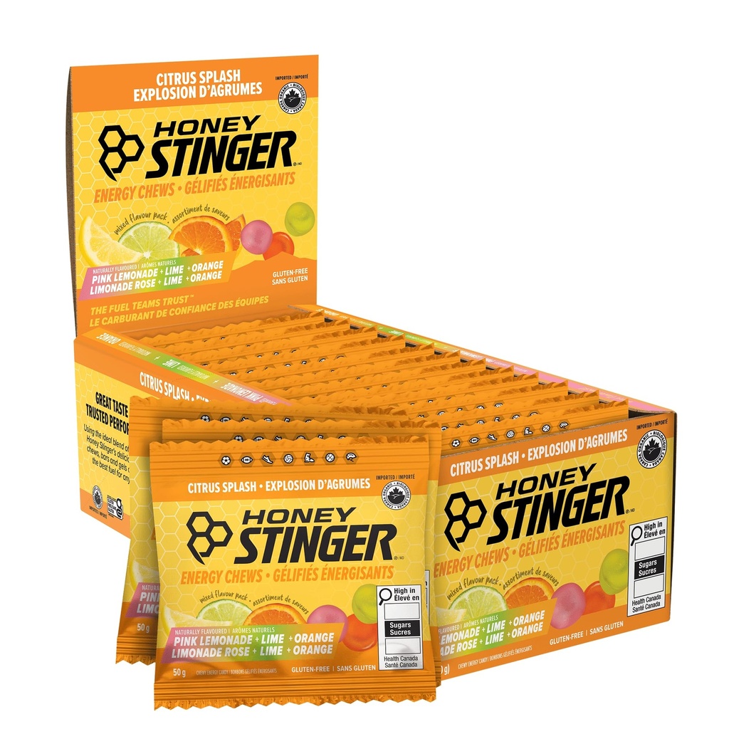 Honey Stinger Organic Citrus Splash Energy Chews, Gluten Free & Caffeine Free, for Exercise, Running and Performance, Sports Nutrition for Home & Gym, Pre and Mid Workout, 21.6 Ounces (Pack of 12)