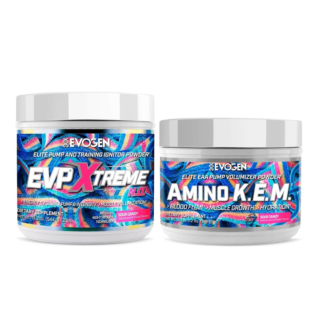 Evogen EVP Xtreme NO Amino K.E.M. Bundle – Pre Workout Powder &amp; EAA/BCAA Pump Volumizer for Muscle Growth, Hydration &amp; Performance