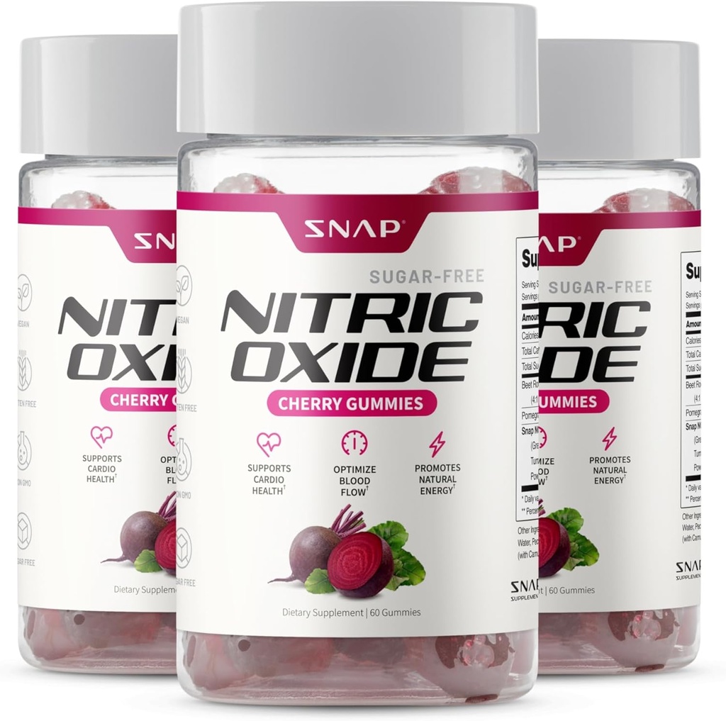 Suplementos Snap Nitric Oxide Beet Root Gummies - Support Healthy Blood Circulation,180 Gummies