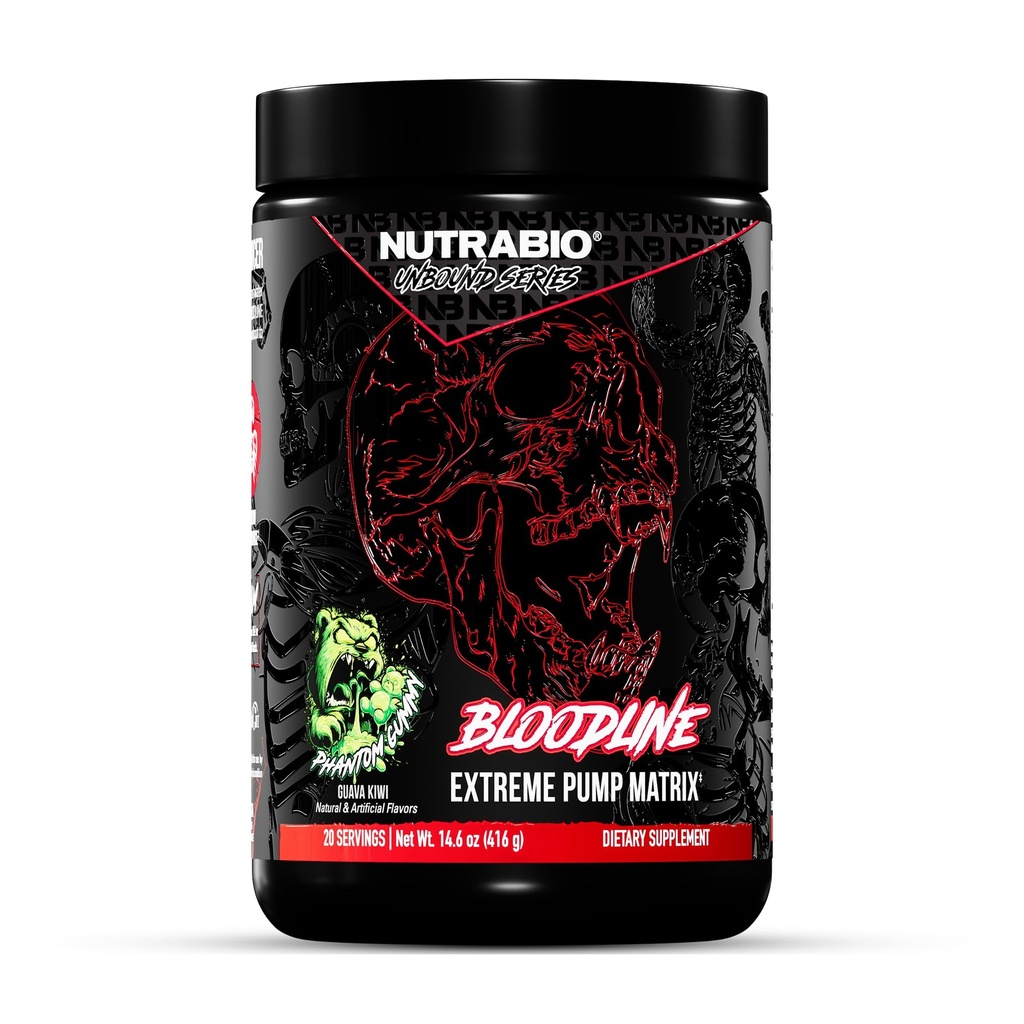 NutraBio Bloodline-Pump Pre Workout Pump Matrix- L-Citrulline, Glycerol, PeptiPump- NO Booster, Extreme Vascularity " Blood Flow,Hydration,Non Stim PreWorkout,Caffeine Free-Phantom Gummy-20 Servings