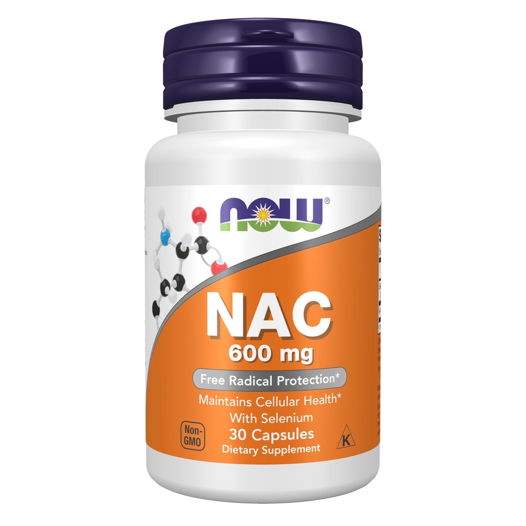 Ahora Suplementos, NAC (N-Acetyl Cysteine) 600 mg con cápsulas Selenium 30