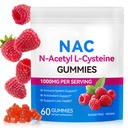 NAC Gummies for Kids &amp; Adults, Suplemento NAC sin azúcar, N-Acetyl Cysteine Lung &amp; Liver Health, Antioxidants & Immune System, 60 Count