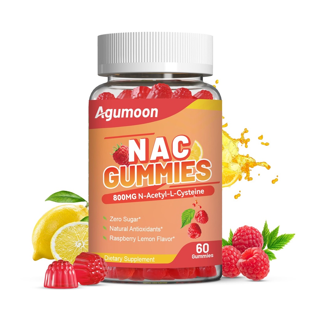 NAC Gummies 800mg para adultos &amp; 400mg para niños, NAC Suplemento N-Acetyl Cysteine, Sugar-Free - 60 Gummies Vegan, Suplemento Antioxidante, Immune Support