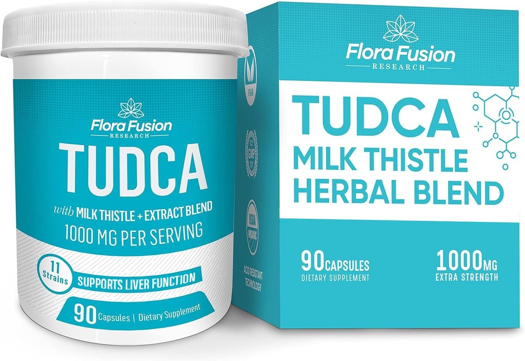 Flora Fusion TUDCA del Dr. Miller con Leche Esteto Extracto, 1000 mg por Serving, Liver y Gallbladder Cleanse Suplemento, soporta Función del hígado, 90 cápsulas (con fuente de 45 días)