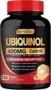 DRFOSTER Coq10 400mg Softgels Ubiquinol - Co Q 10 Suplemento Coenzima q10 Cq10 400mg Más Vitamina E, PQQ, Pepper Negro para la salud del corazón, 120 Cuentas