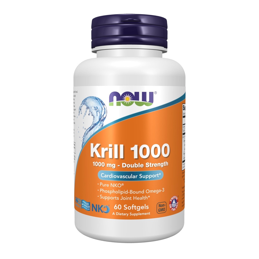 AHORA Suplementos de alimentos, Neptune Krill, Doble fuerza 1000 mg, Phospholipid-Bound Omega-3, 60 Softgels