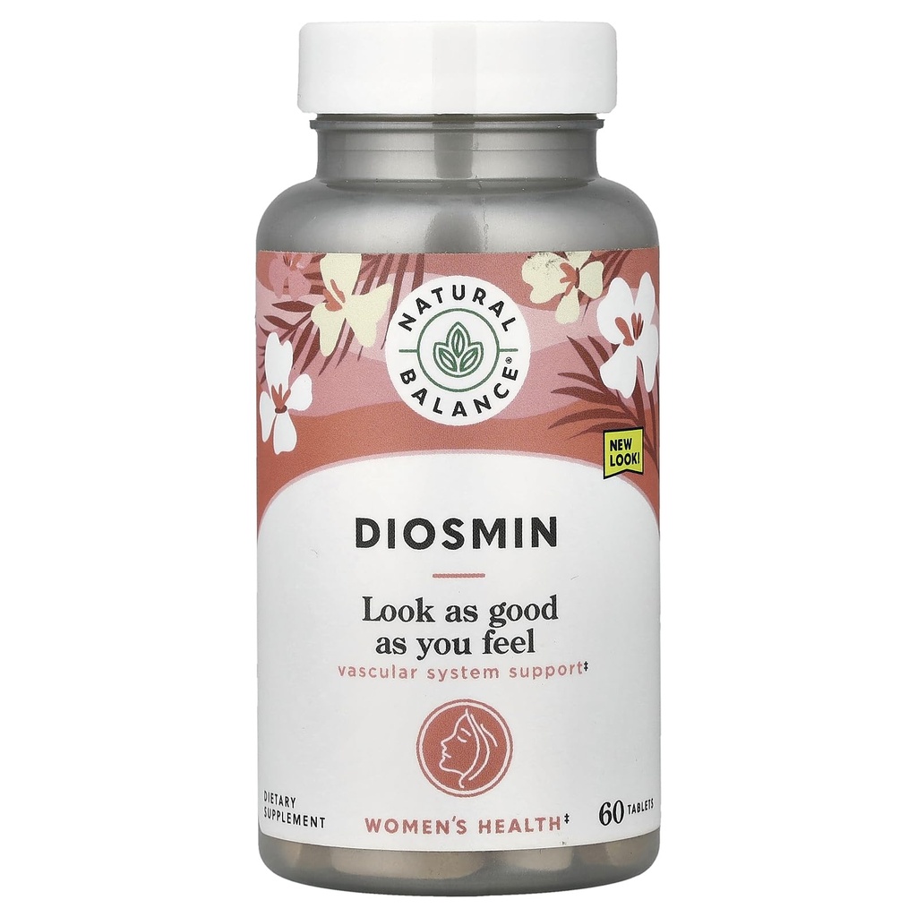 Natural Balance Diosmin 500mg - Diosmin Hesperidin Sangre Circulación Suplementos - Flavonoides Basados en Plantas Suplementos para Apoyo Circulatorio y Vascular, Lab Verificado, Garantía de 60 Días, 60 Servimientos